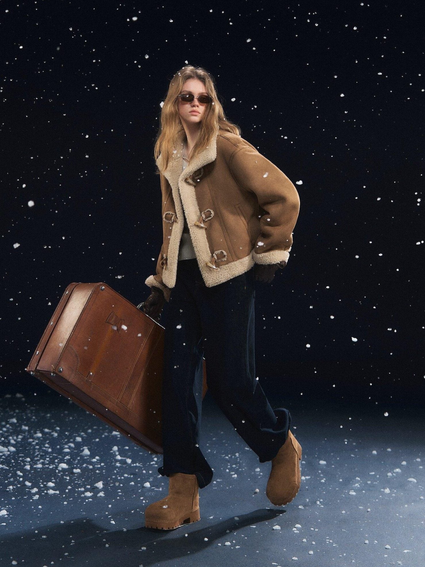 SOMESOWE Cozy Faux Sherpa Geometric Oversized Stand Collar Womens Brown Zipper Short Coat