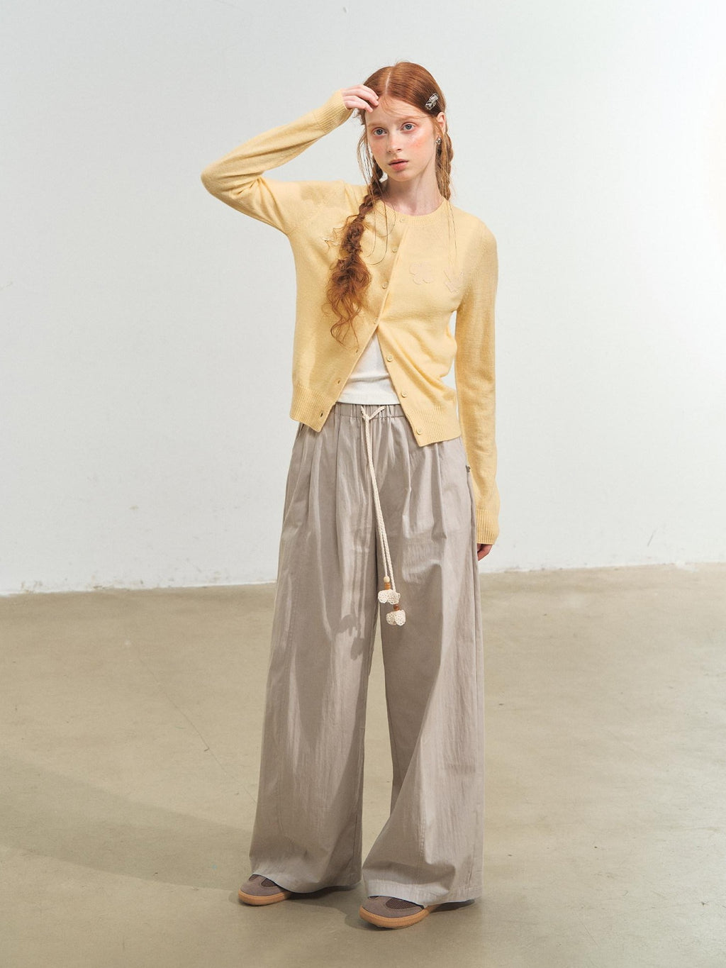 SOMESOWE Original Plaid Pocket Button Natural Waist Cotton Blend Women Wide Leg Pants