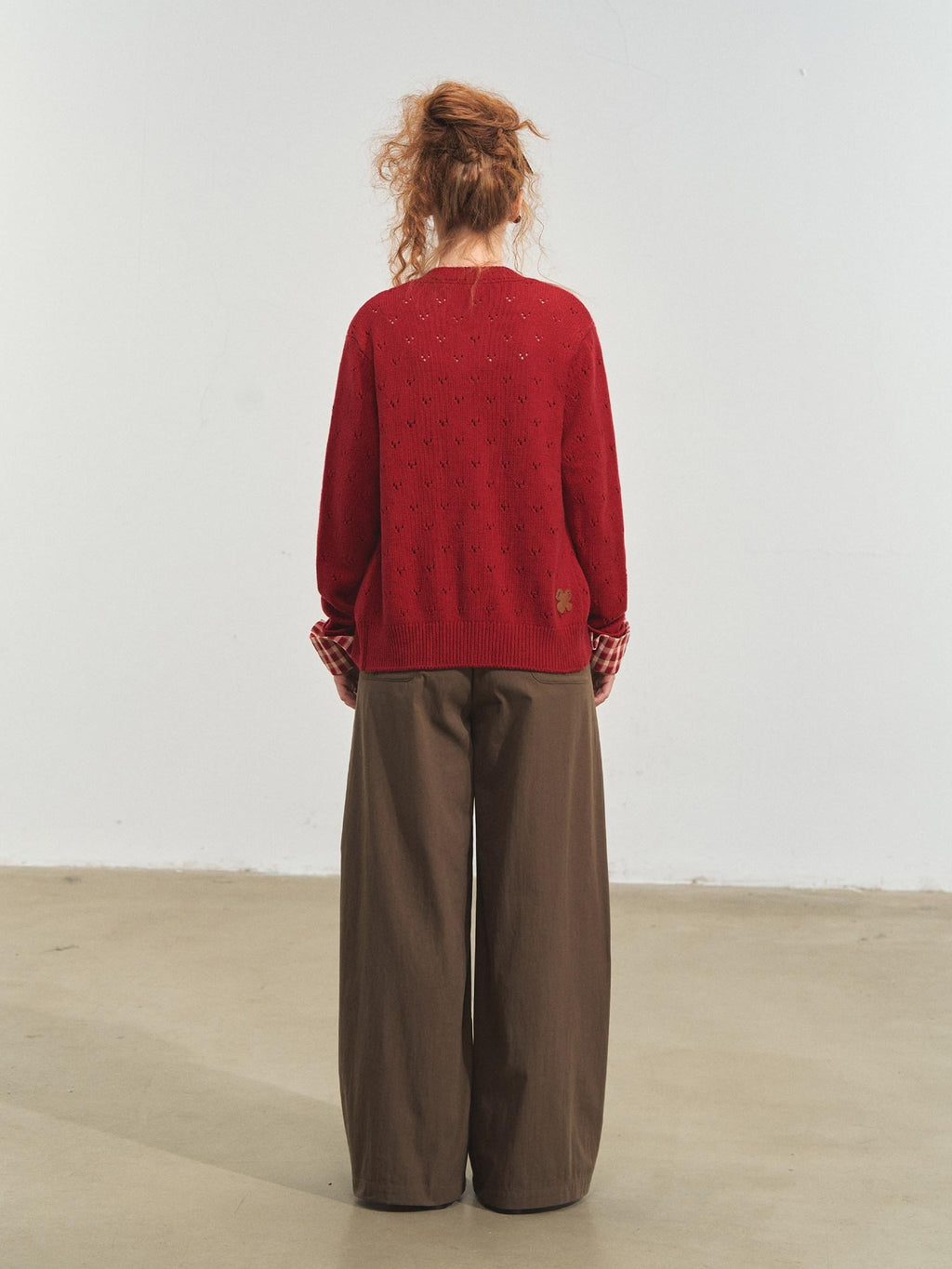 SOMESOWE Original Plaid Pocket Button Natural Waist Cotton Blend Women Wide Leg Pants