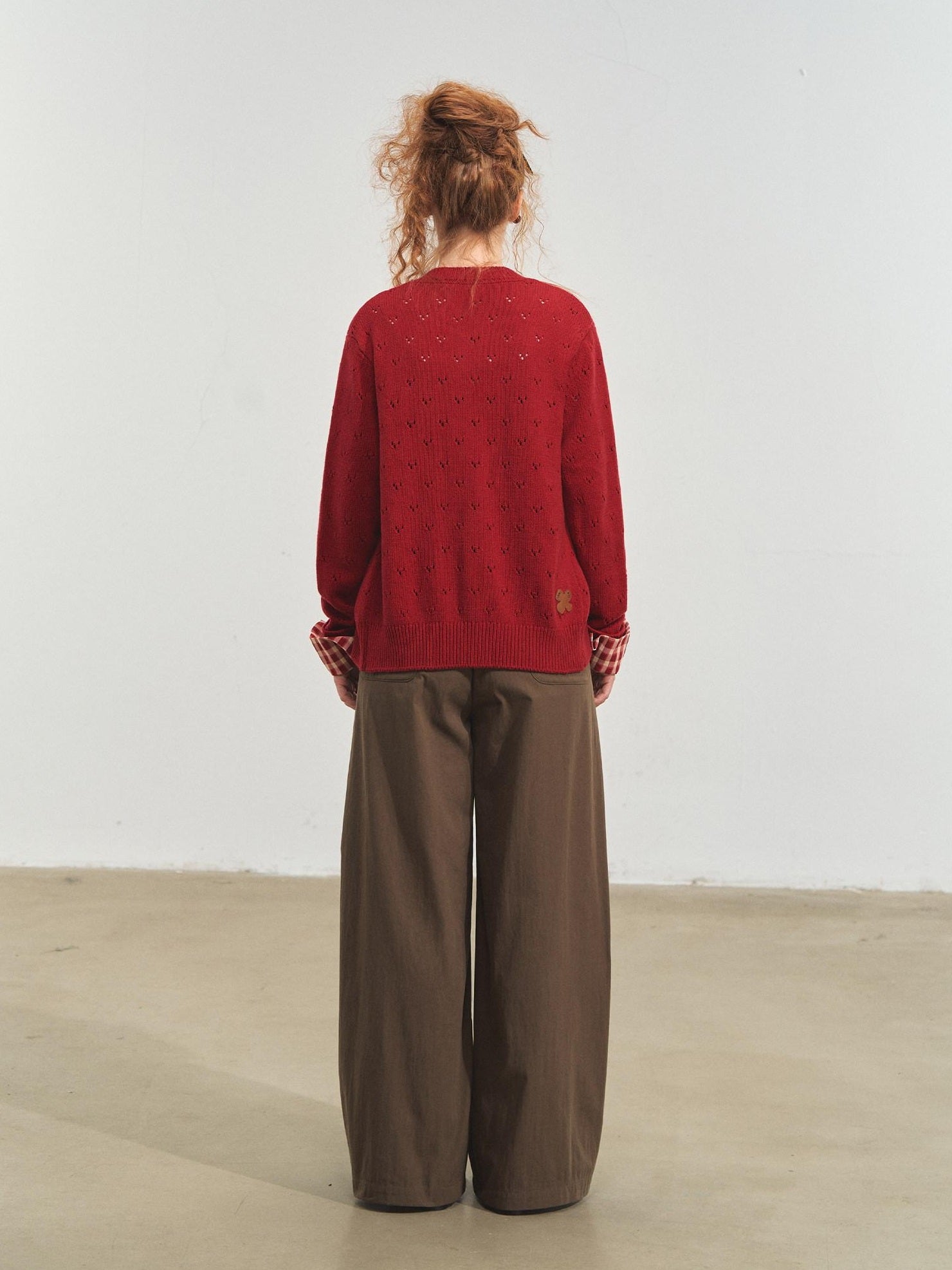 SOMESOWE Original Plaid Pocket Button Natural Waist Cotton Blend Women Wide Leg Pants