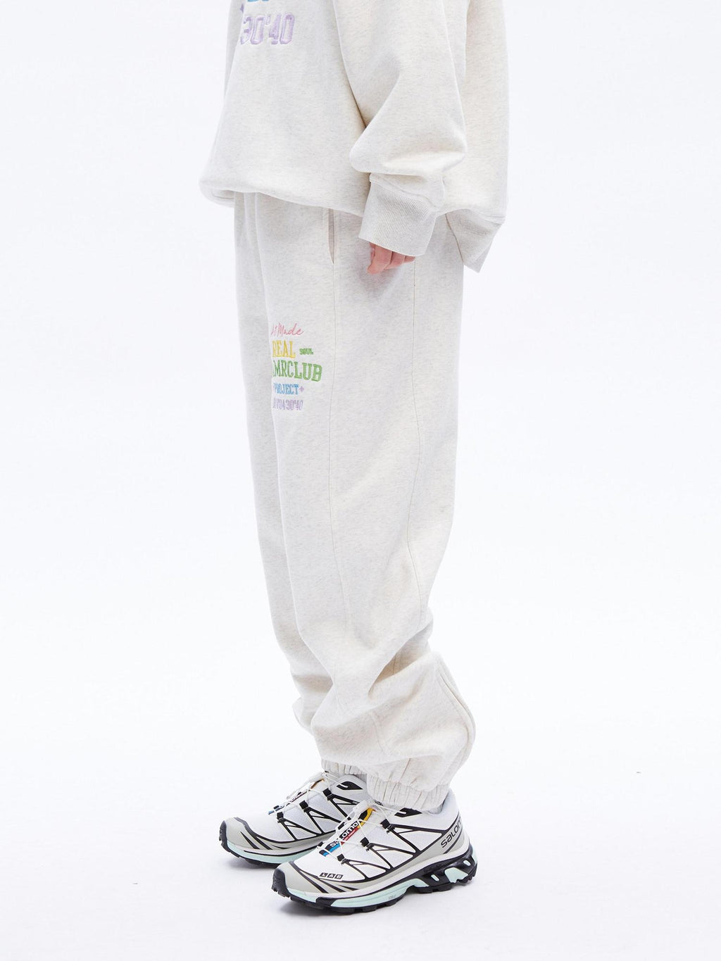 DeleteEx Embroidered Loose Fit Cotton Blend Crew Neck Women Grey Black Top & Pants Sets