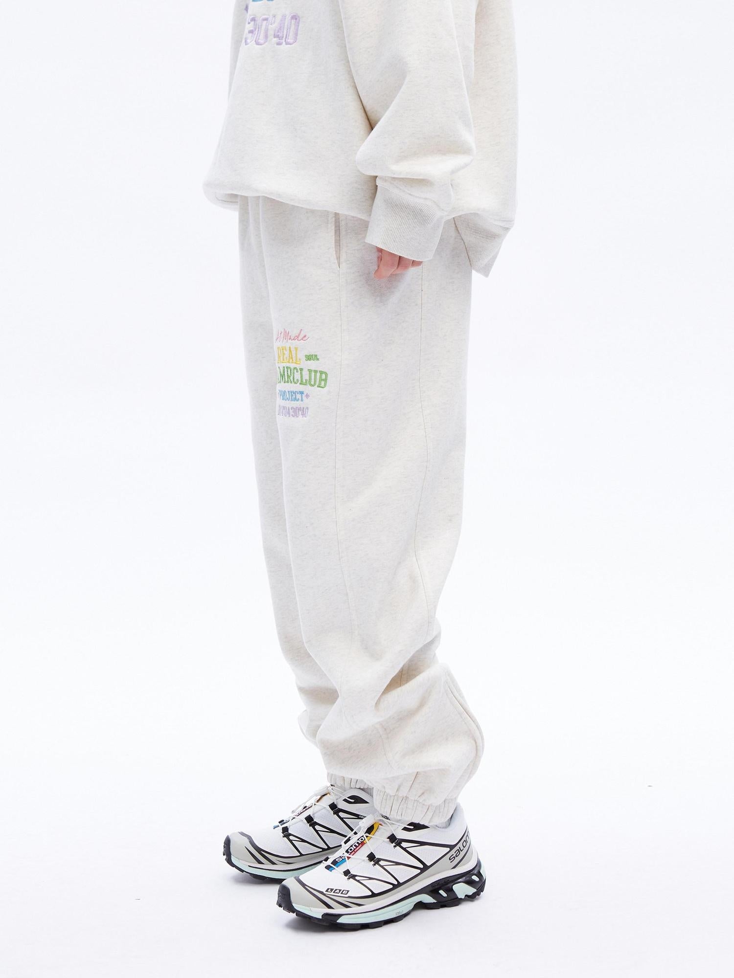DeleteEx Embroidered Loose Fit Cotton Blend Crew Neck Women Grey Black Top & Pants Sets