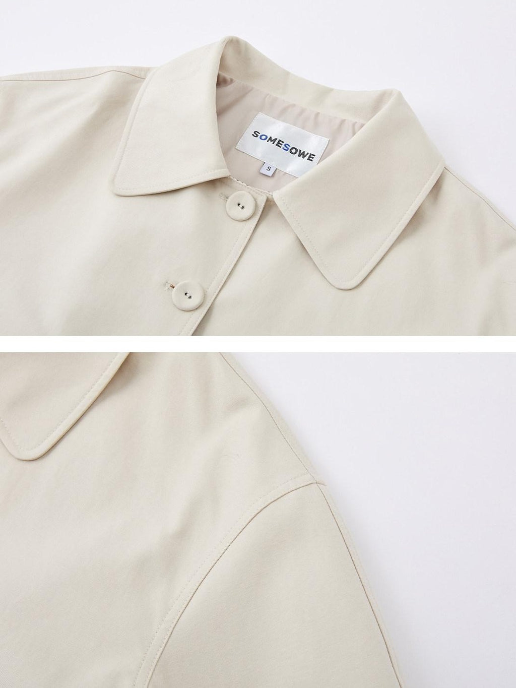 SOMESOWE Cotton Lyocell Blend Casual Relaxed Fit Women Button Ivory Trench Coats