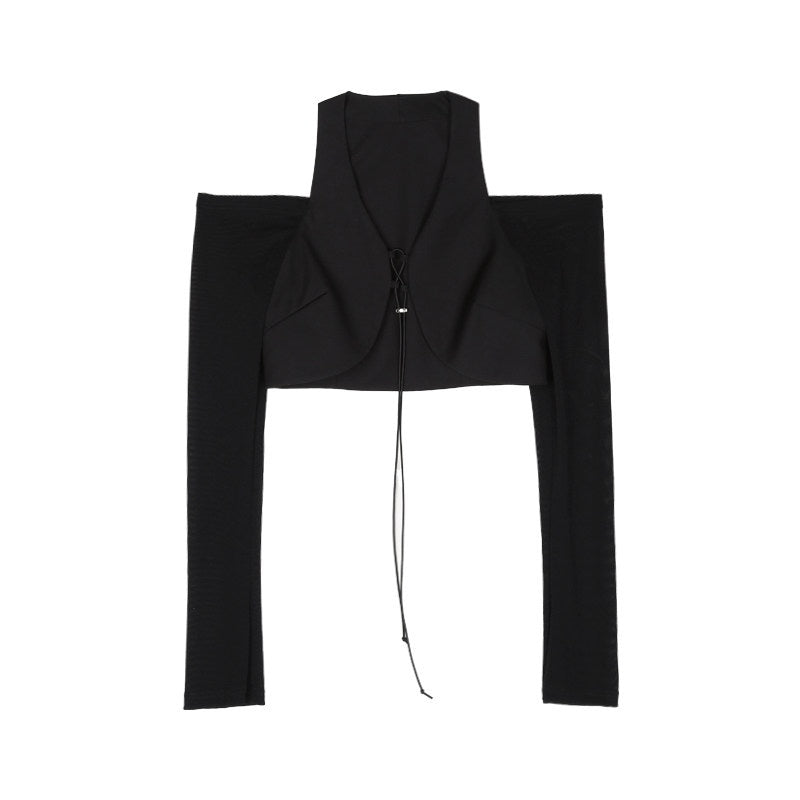 ALINNVSTUDIO_Tie_Front_Long_Sleeve_Straight_Fit_Original_Design_Black_Off_Shoulder_Crop_Tops_MISSTT