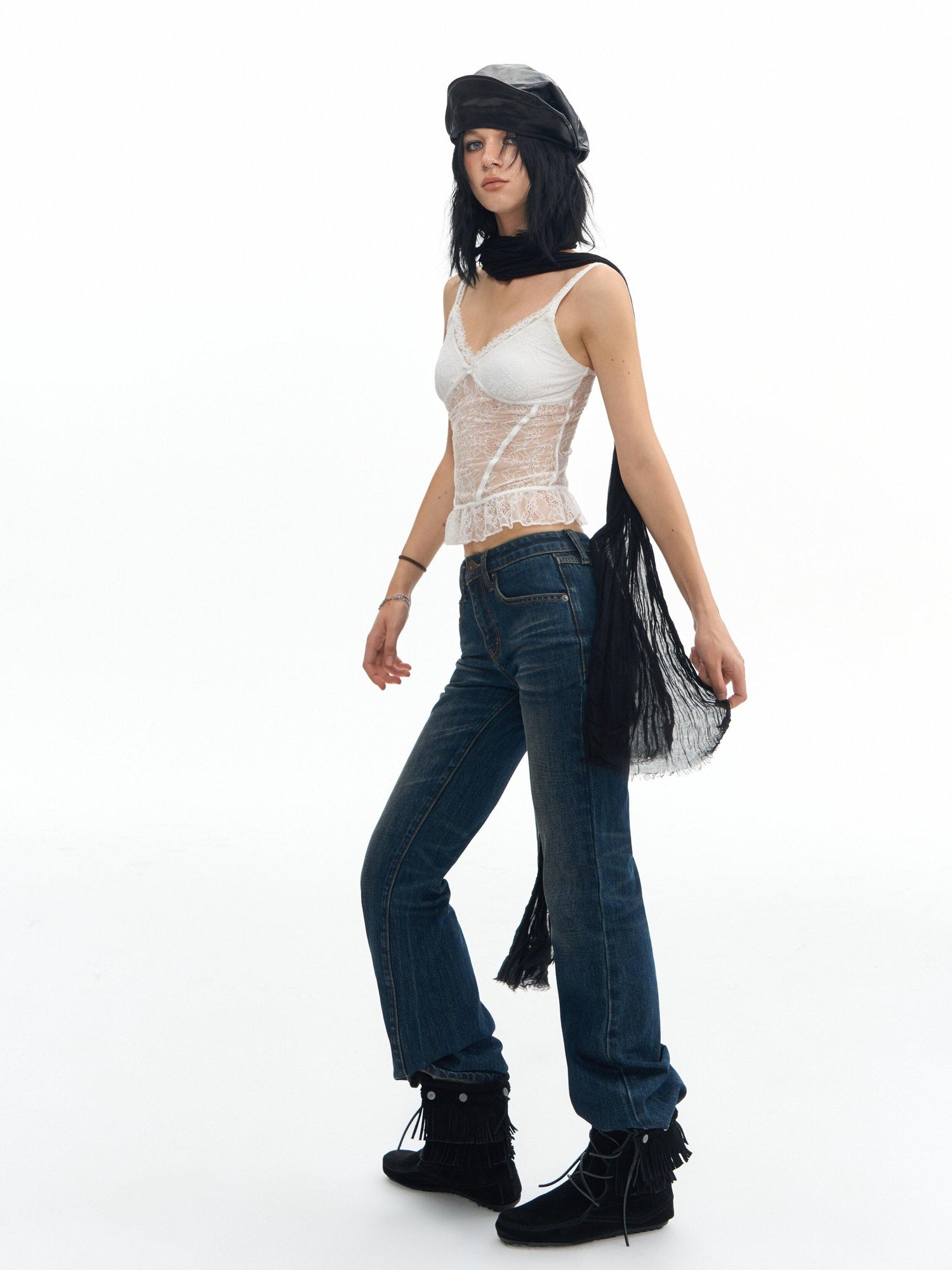 DeleteEx Washed Slim Low Rise Slight Stretch Sexy Girl Dark Blue Flared Jeans