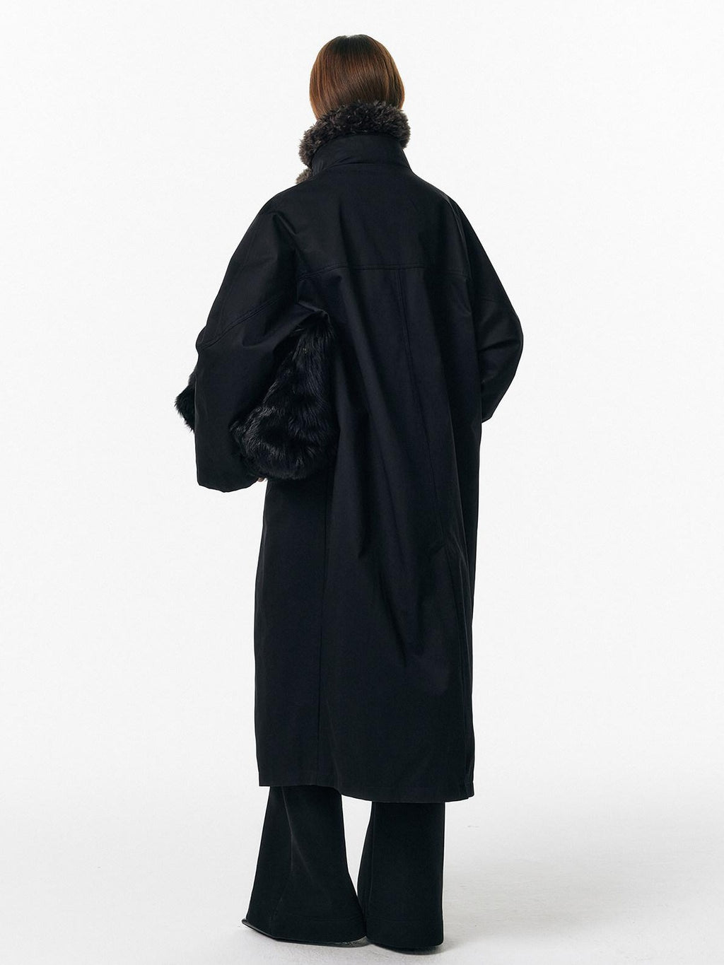 ALINNVSTUDIO 90% White Duck Down Long Stand Collar Single Breasted Women Black Down Jackets