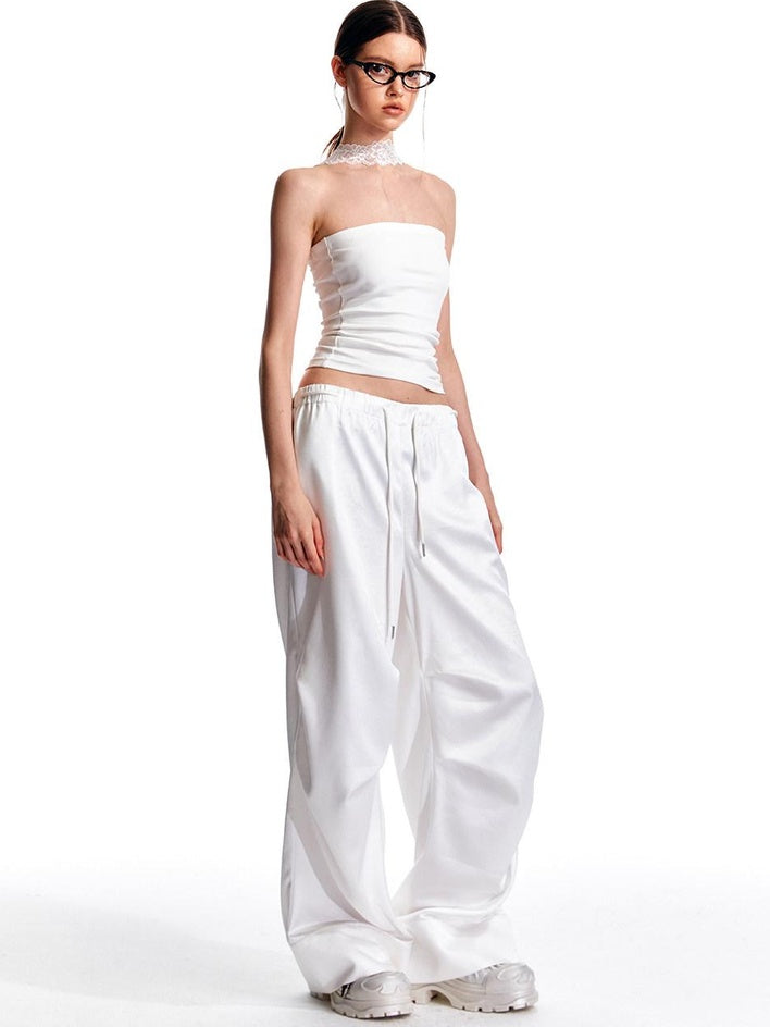 ALINNVSTUDIO Minimalist Original Straight Silhouette Natural Waist Black White Wide Leg Pants