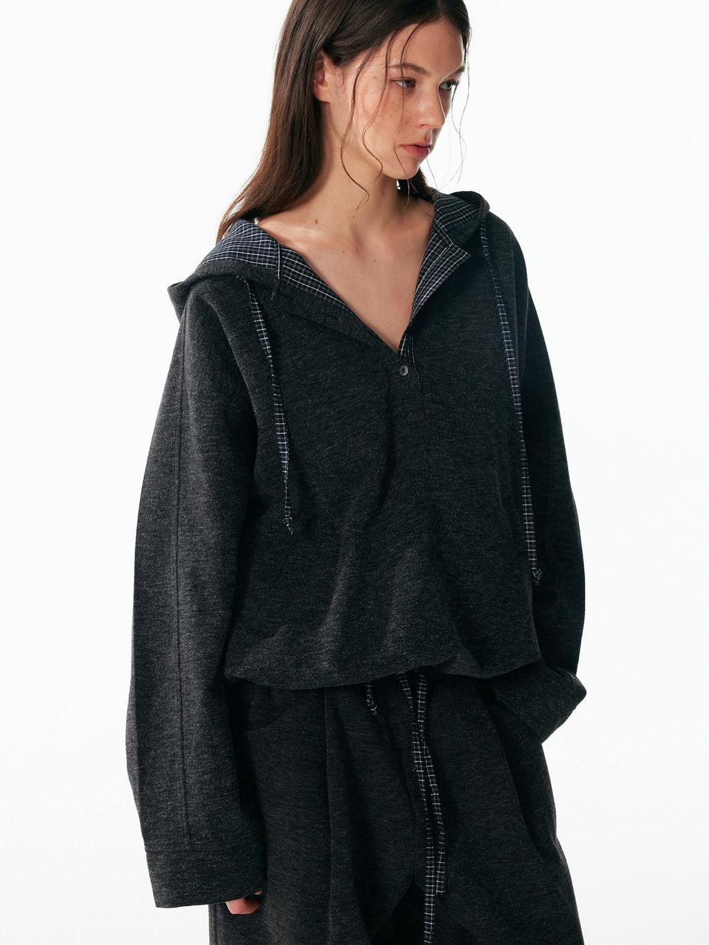 ALINNVSTUDIO Soft Brushed Relaxed Fit Grey Hoodie Jogger Casual Athleisure Top & Pants Sets