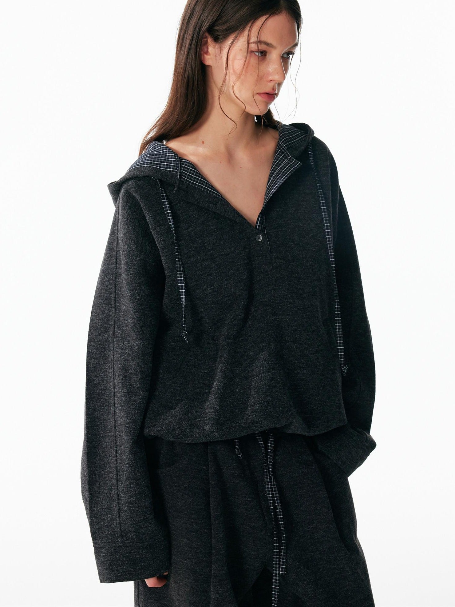 ALINNVSTUDIO Soft Brushed Relaxed Fit Grey Hoodie Jogger Casual Athleisure Top & Pants Sets