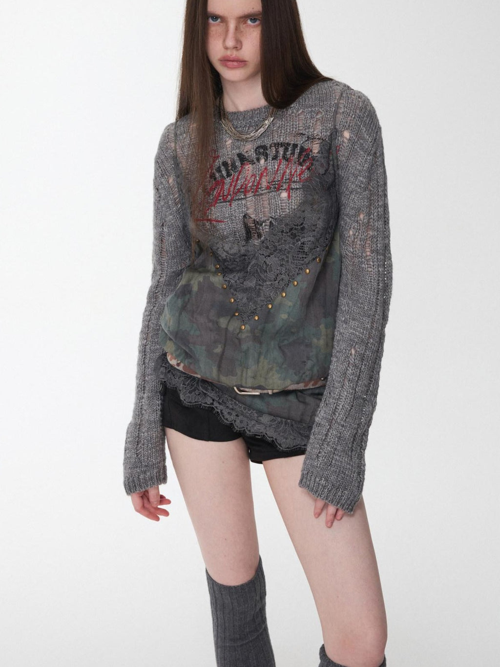 1JINN STUDIO Lightweight Lyocell Lace V-neck Casual Camouflage Women Camisoles
