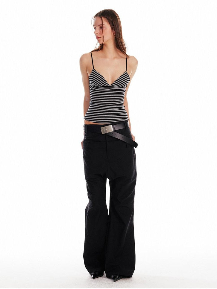 ALINNVSTUDIO Original Slim Fit Zebra Print Spaghetti Strap No Pad Button Front Camisoles
