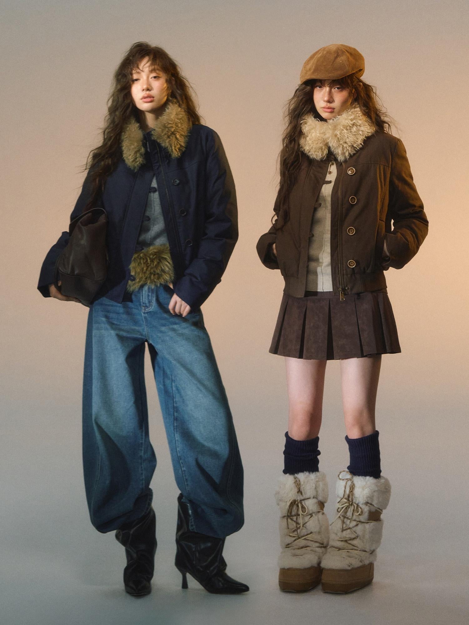 SOMESOWE Eco Friendly 90 Percent White Duck Down Warm Loose Fit Stand Collar Down Jackets
