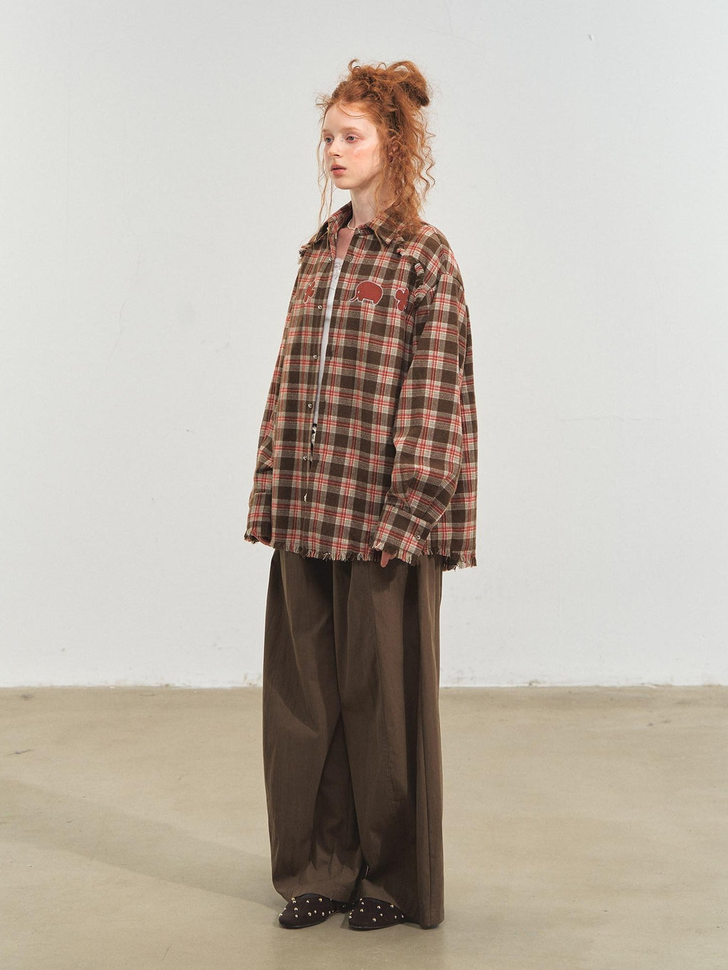 SOMESOWE Original Plaid Pocket Button Natural Waist Cotton Blend Women Wide Leg Pants