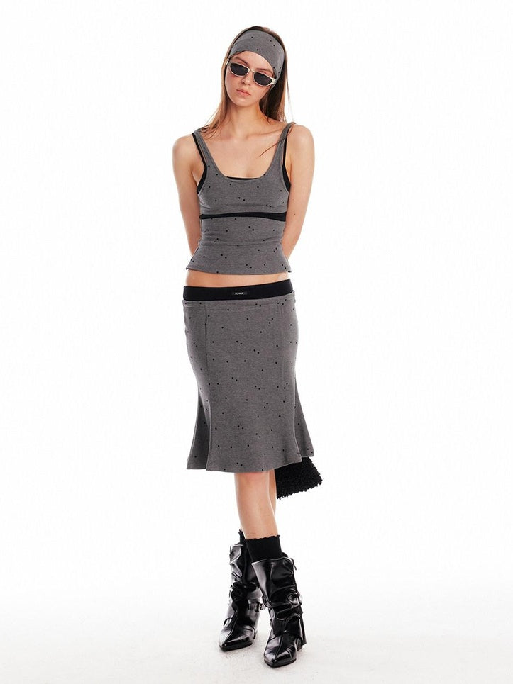 ALINNVSTUDIO Sexy Pullover Cami Two Piece Chic Casual Young Women Matching Top & Skirt Sets