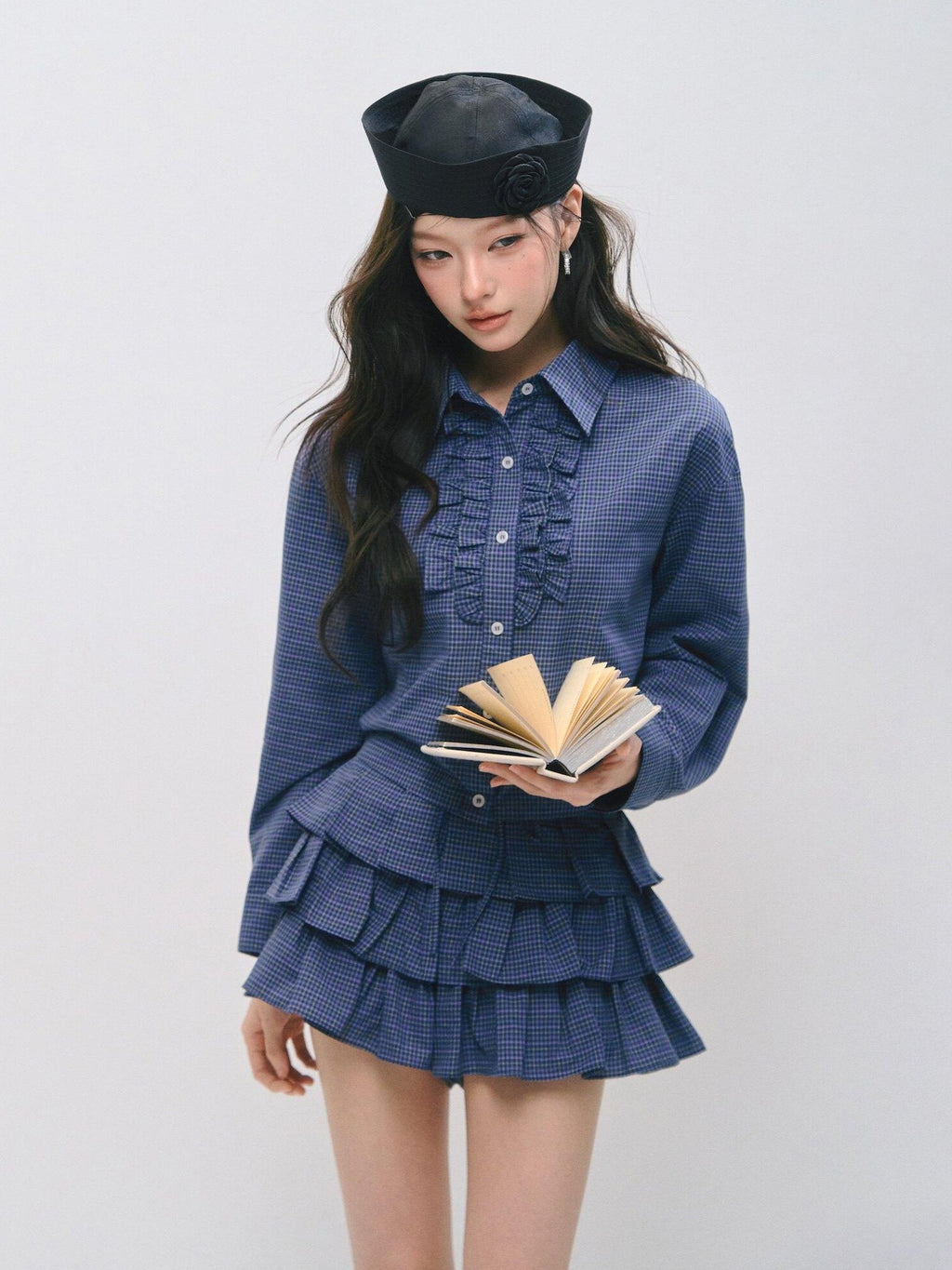 SOMESOWE Sexy Plaid High Waist Ruffle Patchwork Women Two Piece Mini Skirts