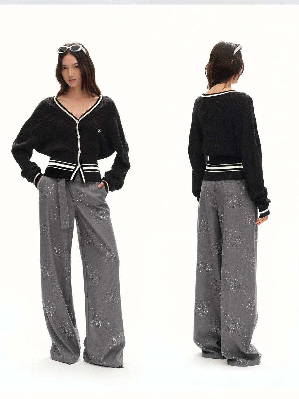 NAWSNOTAWEAR Lyocell Blend Soft Durable Contrast Stripe V-neck Casual Women Cardigans