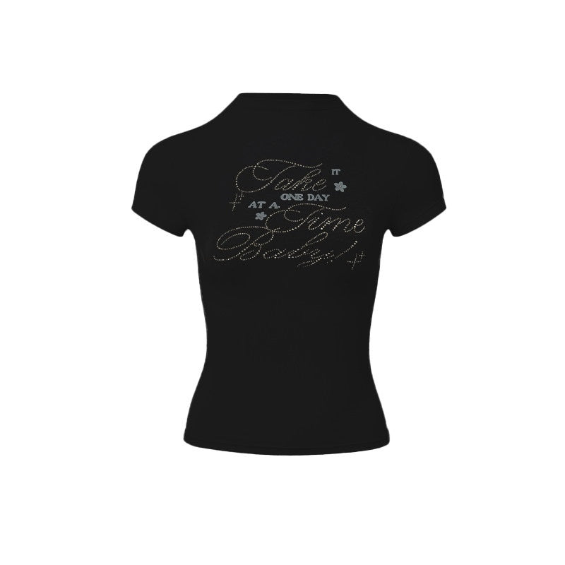 DeleteEx_Ruched_Cotton_Slim_Fit_Office_Ready_Short_Sleeve_Crew_Neck_Women_Basic_Crop_Tops_MISSTT
