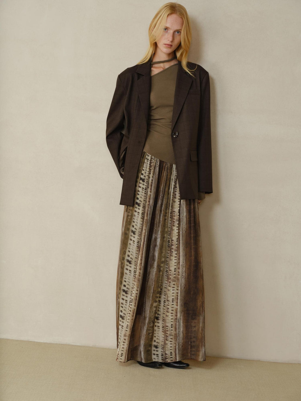 someonesometimes Chiffon Ruched Oil Painting Ombre One Shoulder V-neck A Line Girls Maxi Dresses