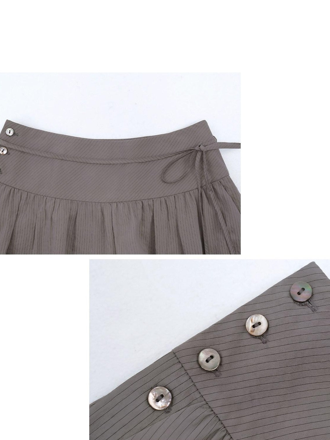someonesometimes Soft Modal Loose Lantern Natural Waist Button Smoky Grey Wide Leg Pants