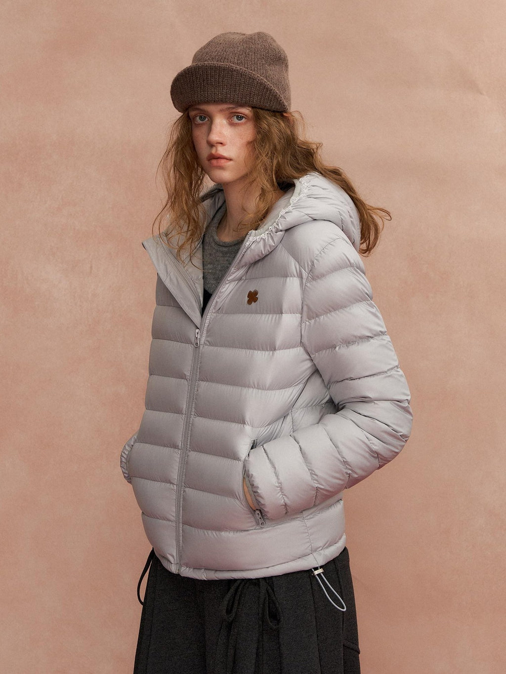 SOMESOWE Ultra Warm 90 Percent Duck Down Regular Fit Hooded Women Gray Down Jackets