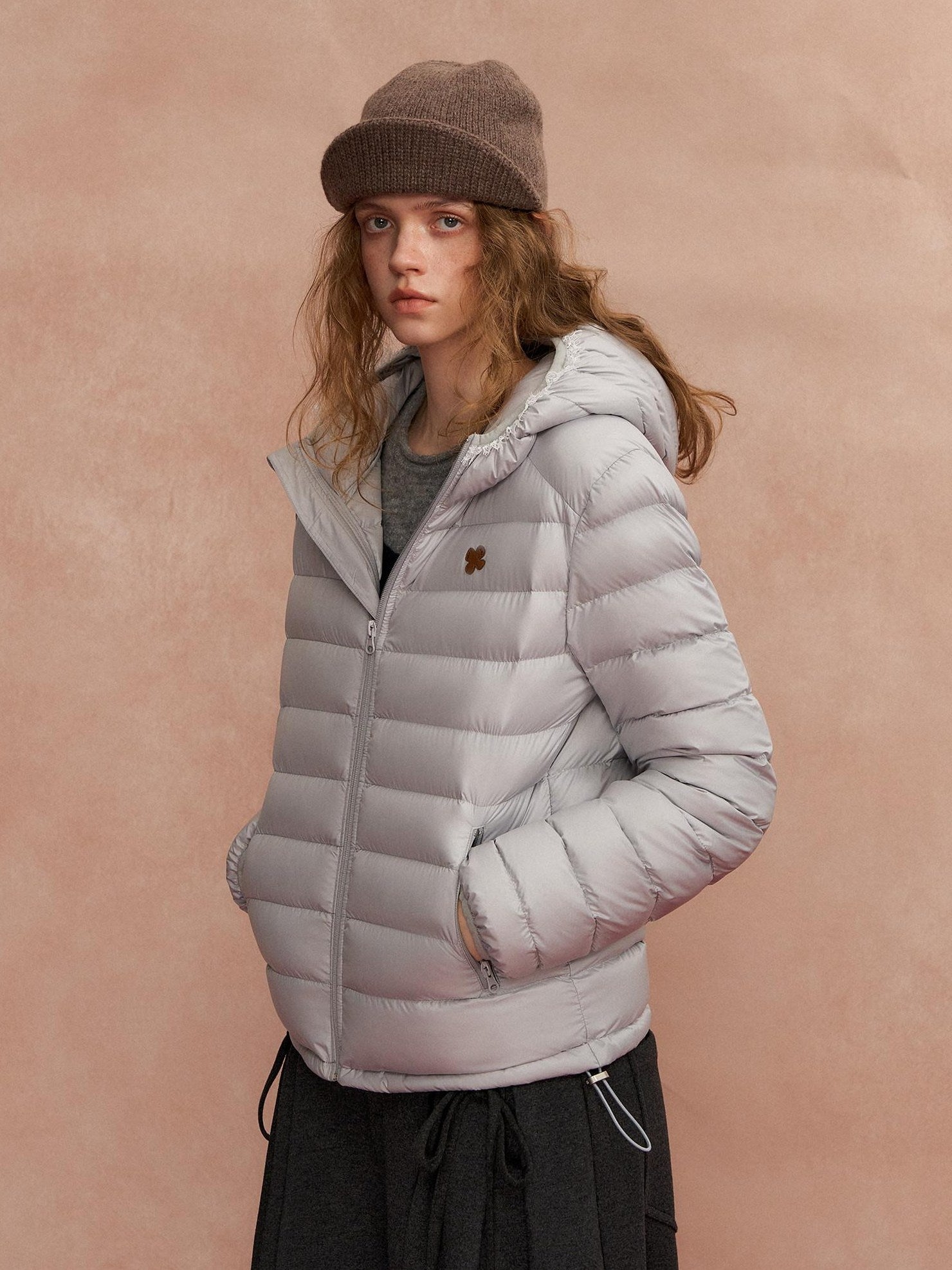 SOMESOWE Ultra Warm 90 Percent Duck Down Regular Fit Hooded Women Gray Down Jackets