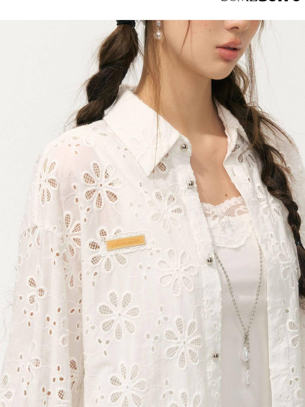 SOMESOWE Floral Cotton Collared Button Long Sleeve Casual Women Top & Skirt Sets