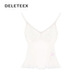 DeleteEx_Padded_Lace_V-neck_Slim_Girly_Layering_Strap_Women_White_Camisoles_MISSTT