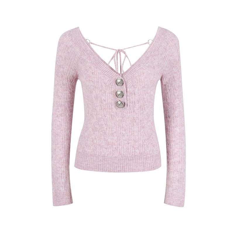 DeleteEx_Sweet_Princess_Short_Round_Neck_Button_Front_Lightweight_Acrylic_Knit_Cardigans_MISSTT