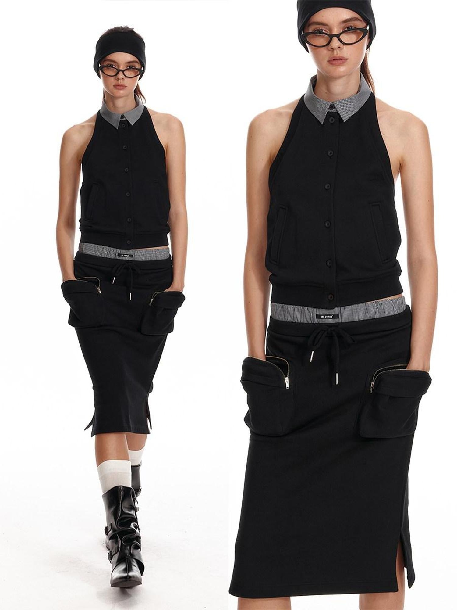 ALINNVSTUDIO Low Waist Bodycon Office Commuter Women Pencil Slim Midi Skirts