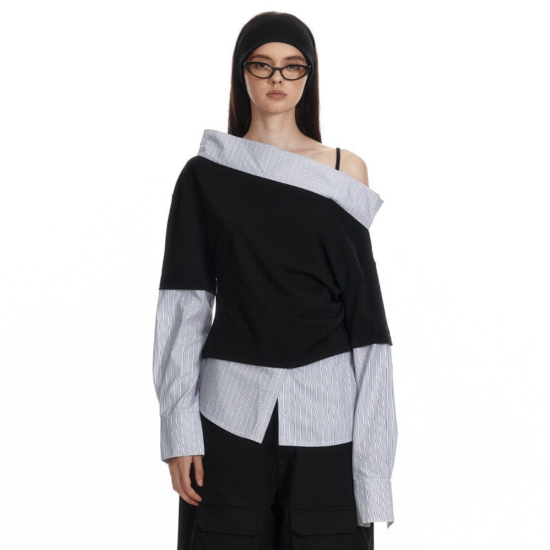 ALINNVSTUDIO_Original_Loose_Slant_Collar_Cotton_Stretch_Pullover_Women_Long_Sleeve_T-Shirts_MISSTT
