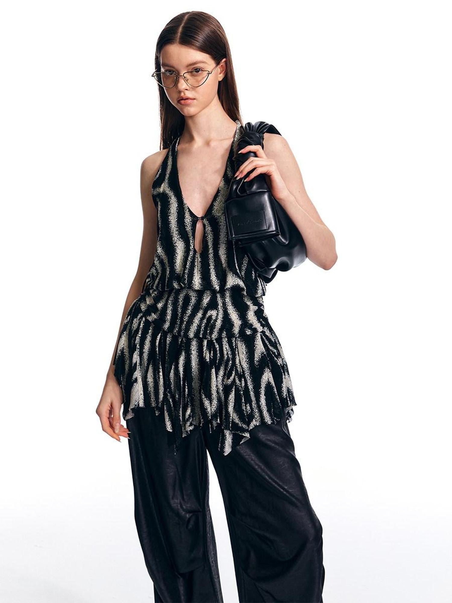 ALINNVSTUDIO Original Design Striped Halter Slim Fit Women No Padding Tank Tops