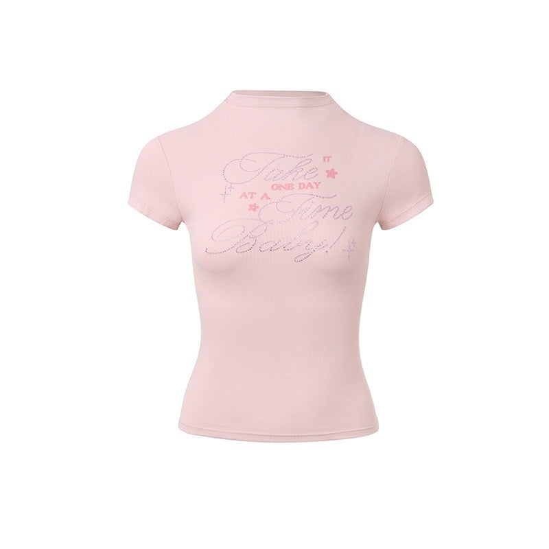 DeleteEx_Ruched_Cotton_Slim_Fit_Office_Ready_Short_Sleeve_Crew_Neck_Women_Basic_Crop_Tops_MISSTT
