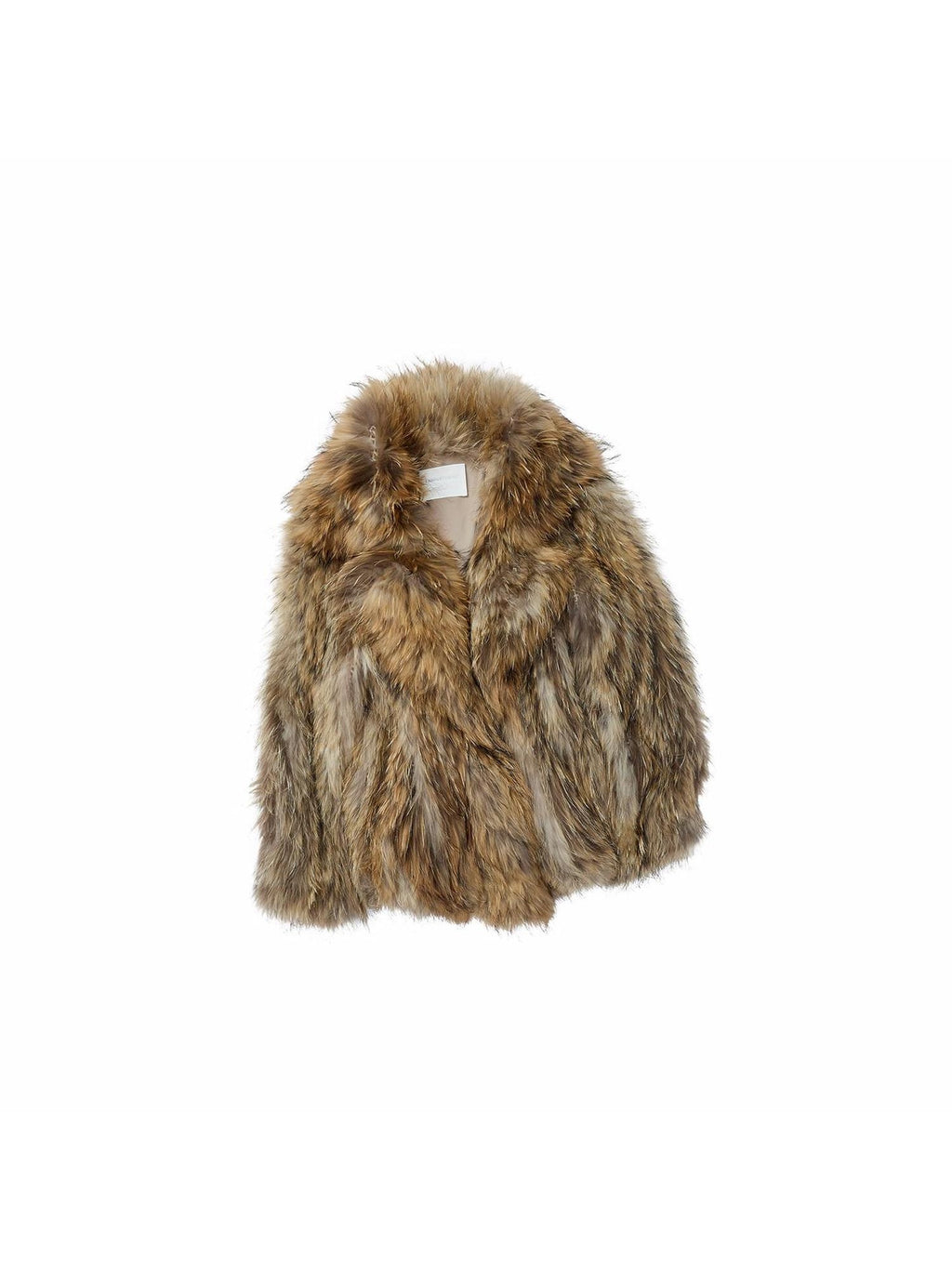 1JINN STUDIO Cozy Woven Cropped Cinched Waist Lapel Long Sleeve Young Women Faux Fur Coats