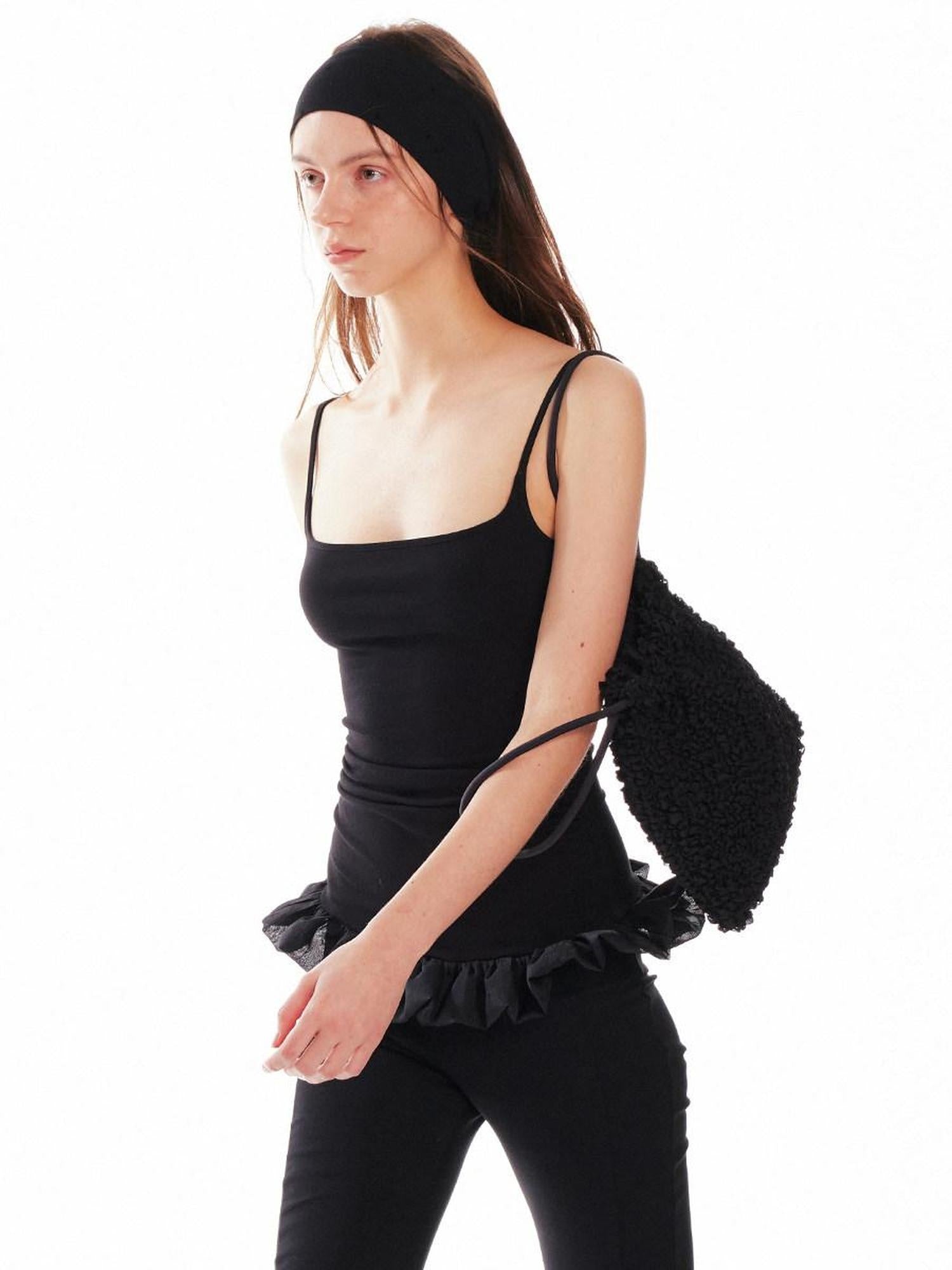 ALINNVSTUDIO Polyester Elegant Commuter Topstitched Youth Casual Black Handbag Bags