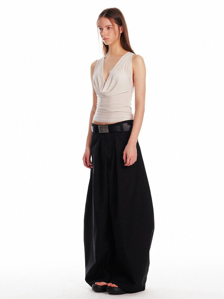 ALINNVSTUDIO Asymmetric Slim Fit Original Design Short Casual Solid Camis Tank Tops
