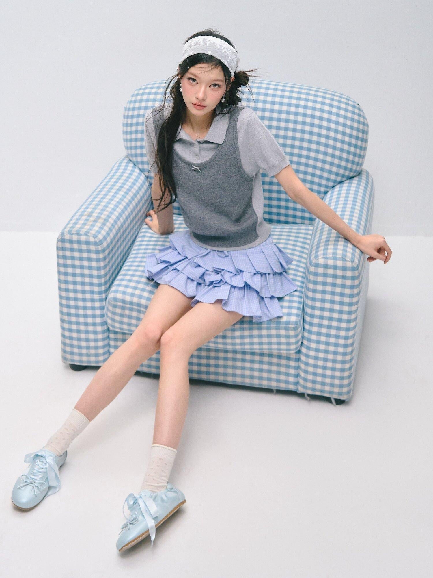 SOMESOWE Polka Dot Two Piece Casual Knit Short Sleeve Pullover Crew Neck Women Sweaters