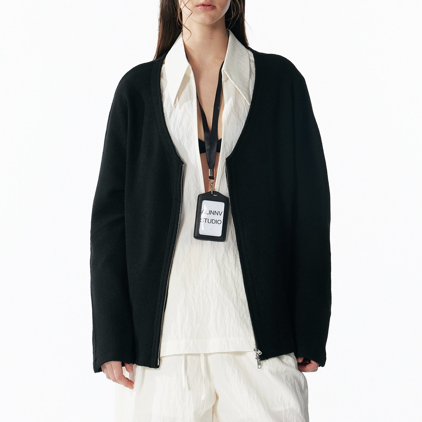 ALINNVSTUDIO_Non_Deforming_Vintage_Zip_Regular_Fit_Long_Sleeve_Women_Knit_Black_Cardigans_MISSTT