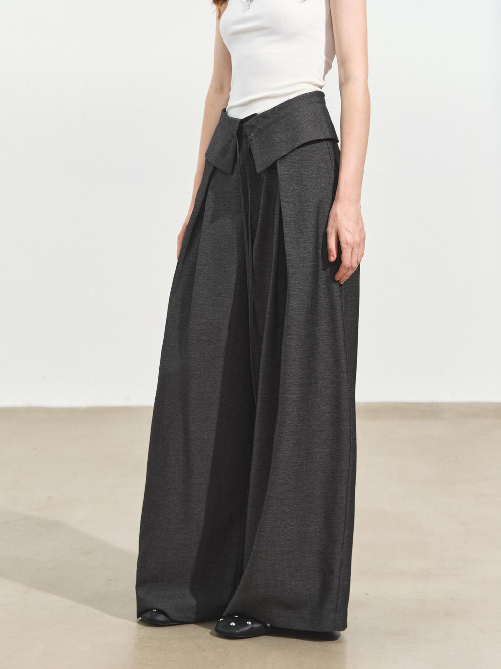 SOMESOWE Original Plaid Pocket Natural Waist Loose Women Casual Gray Straight Pants