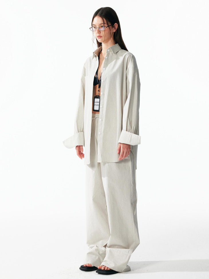 ALINNVSTUDIO Durable Vintage Loose Square Neck Long Sleeve Striped Top & Pants Sets