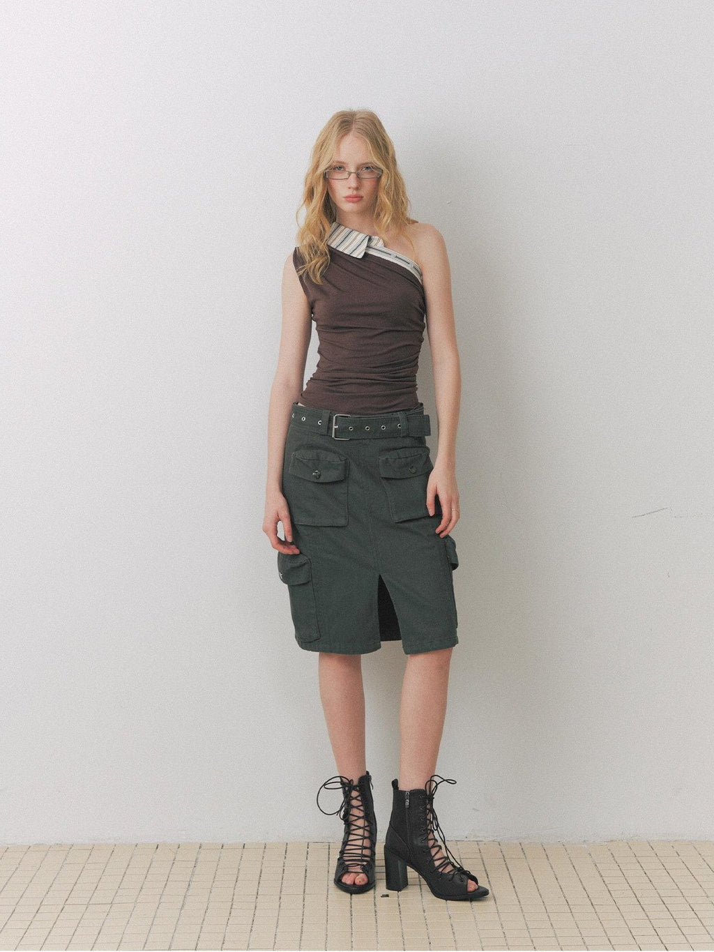 DeleteEx Soft Stretch Brown Slim Fit Casual Layering Essential Women Sizes S M Tank Tops