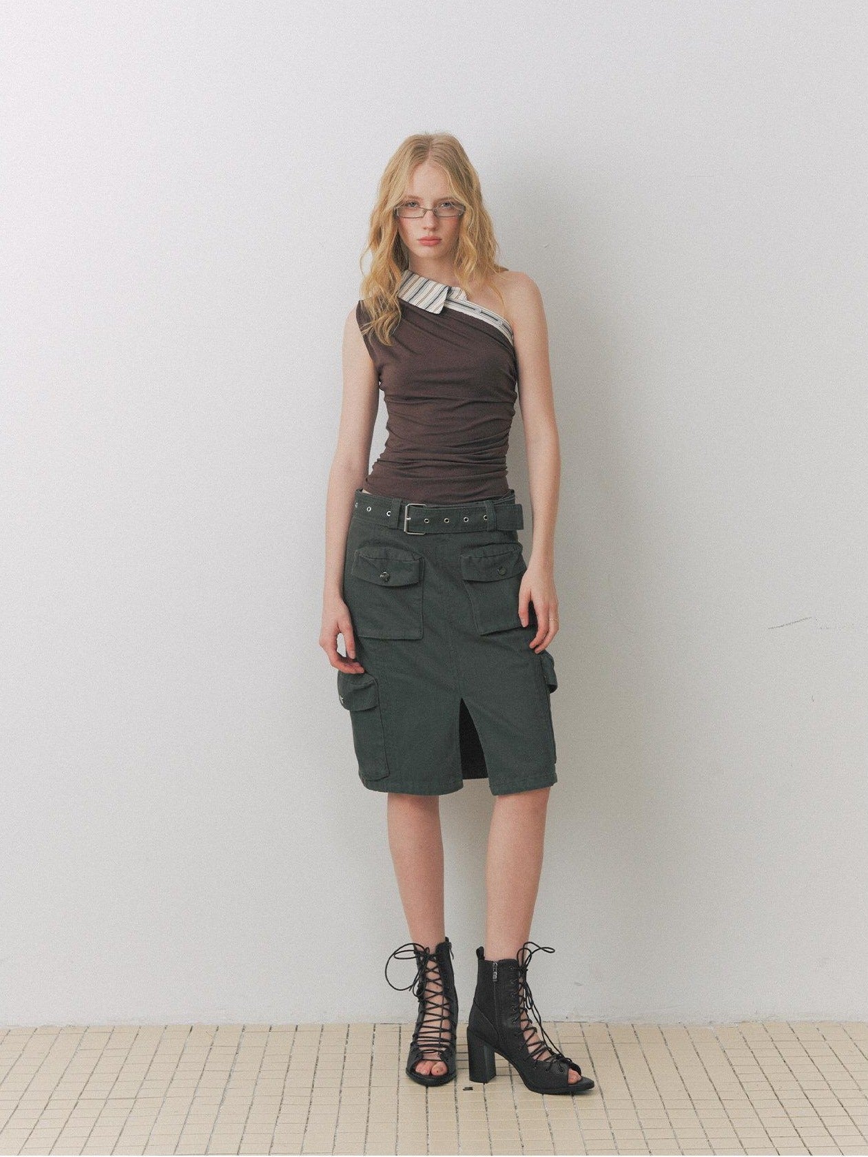DeleteEx Soft Stretch Brown Slim Fit Casual Layering Essential Women Sizes S M Tank Tops
