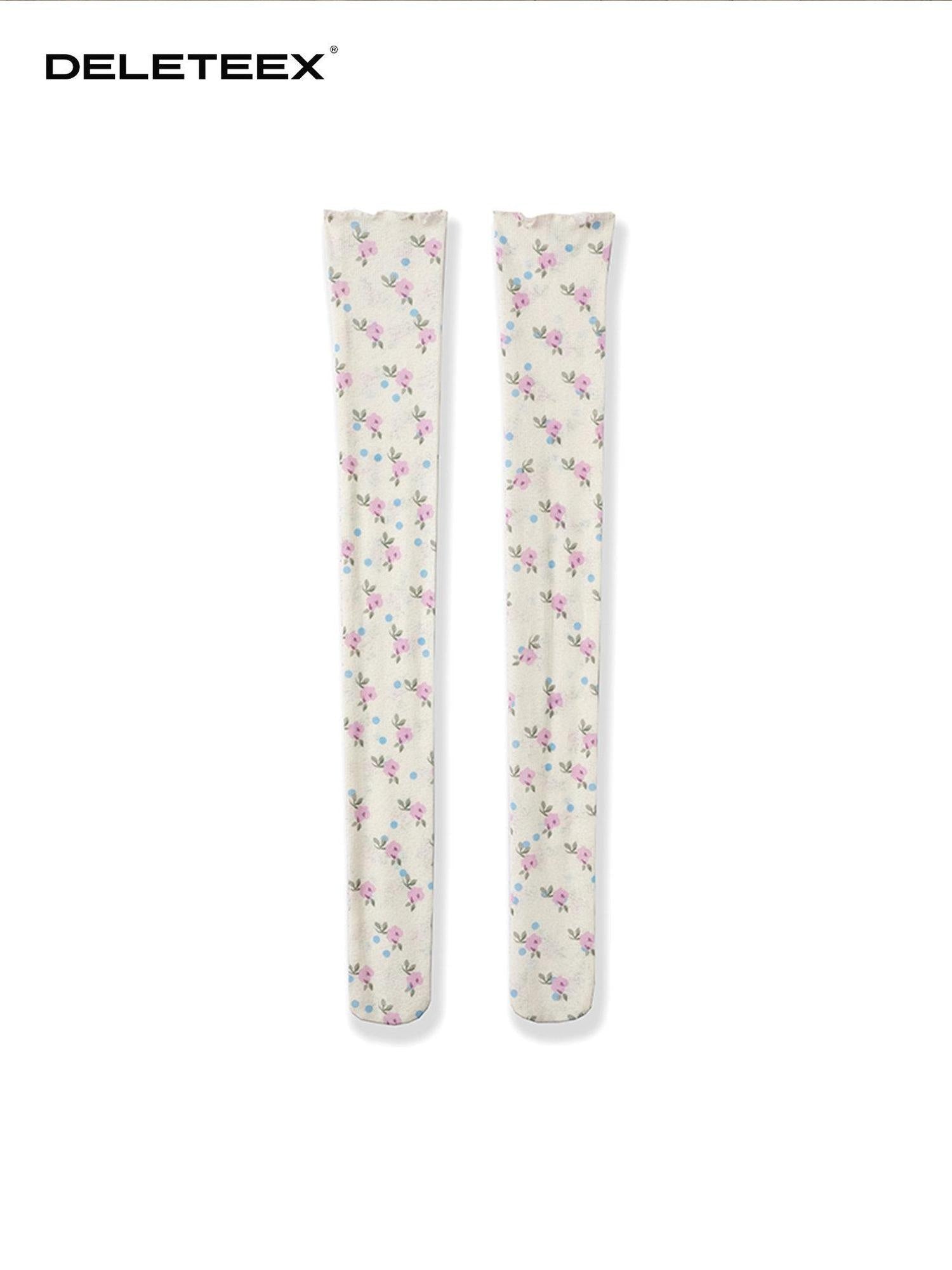 DeleteEx Breathable Comfortable Sweet Floral Crew For Women Yellow White Socks