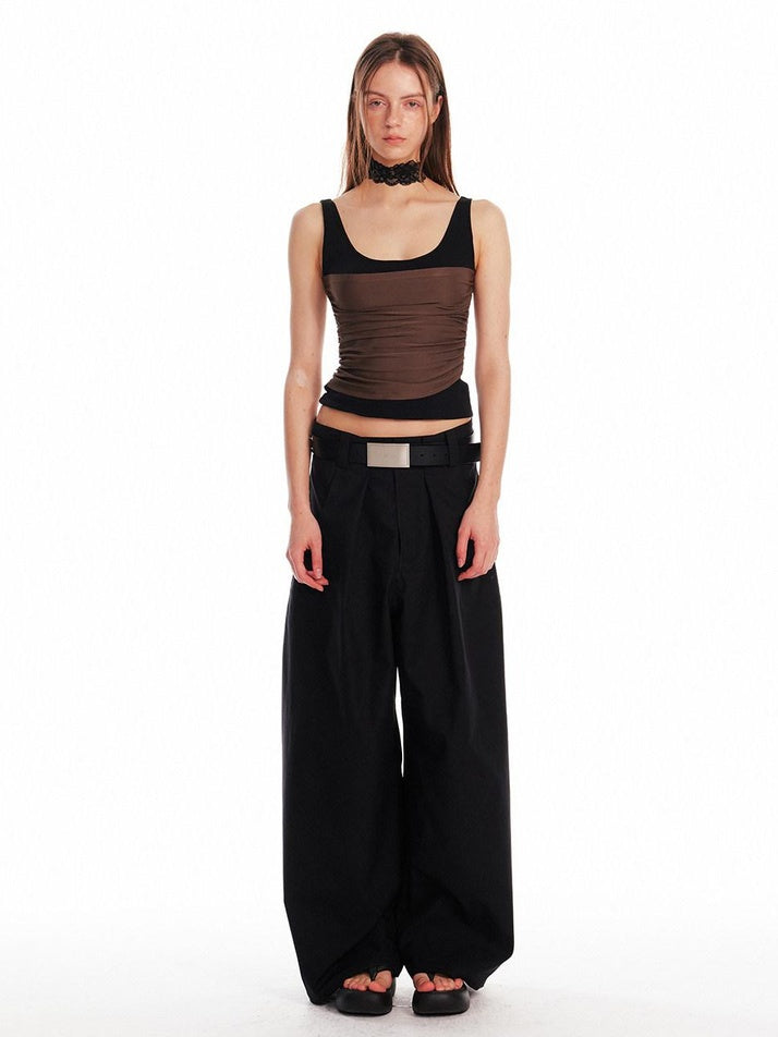 ALINNVSTUDIO Patchwork Original Design Slim Fit Cropped Pullover Women Solid Tank Tops