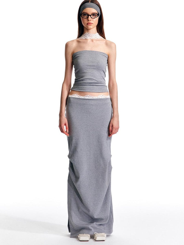 ALINNVSTUDIO Original Design Slim Fit Cotton Halter Short Solid Color Women Chic Tube Tops
