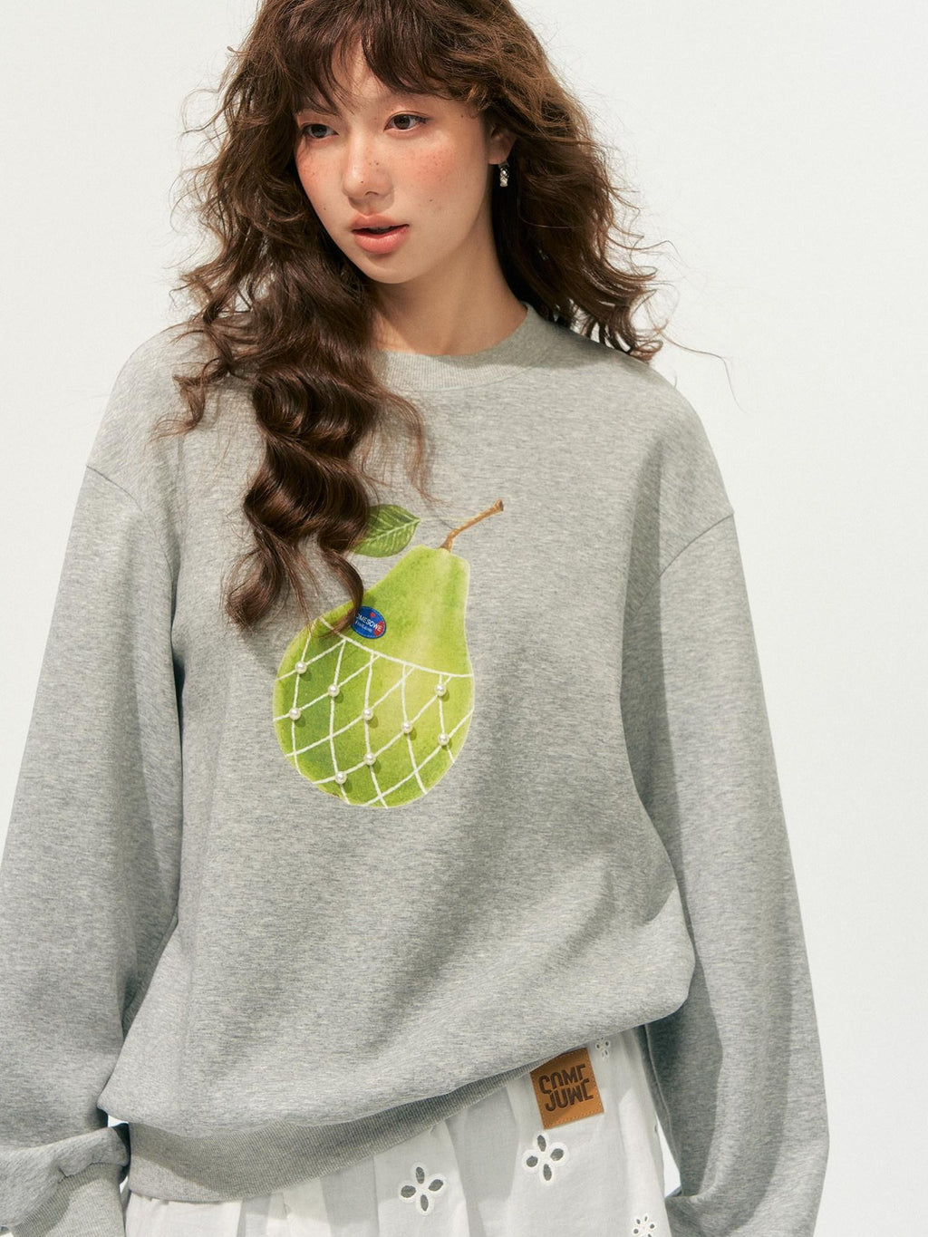 SOMESOWE Soft Cotton Blend Loose Floral Round Neck Women Long Sleeve Crop Tops