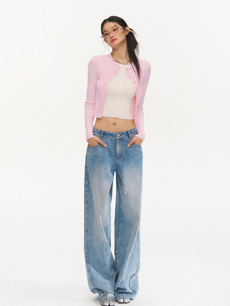 NAWSNOTAWEAR Slim Fit Colorblock Button Cardigan Faux Two Piece Women Long Sleeve Crop Tops