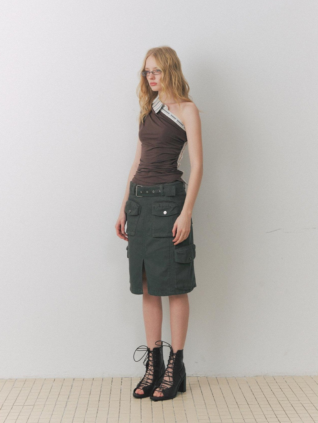DeleteEx Soft Stretch Brown Slim Fit Casual Layering Essential Women Sizes S M Tank Tops