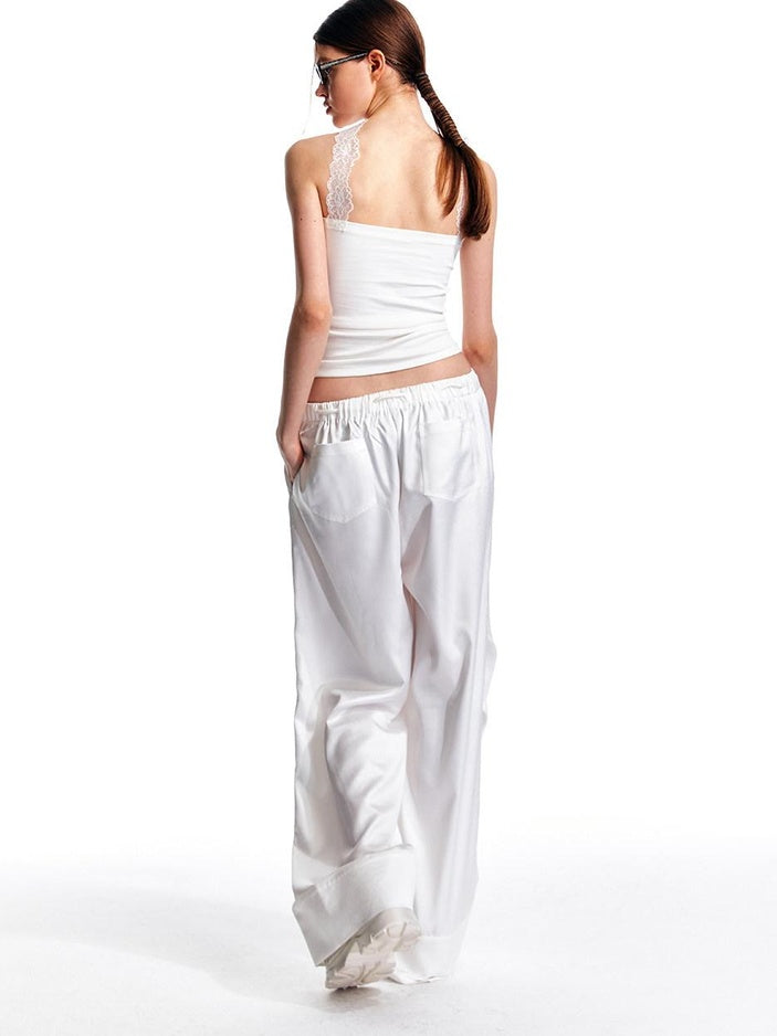 ALINNVSTUDIO Minimalist Original Straight Silhouette Natural Waist Black White Wide Leg Pants