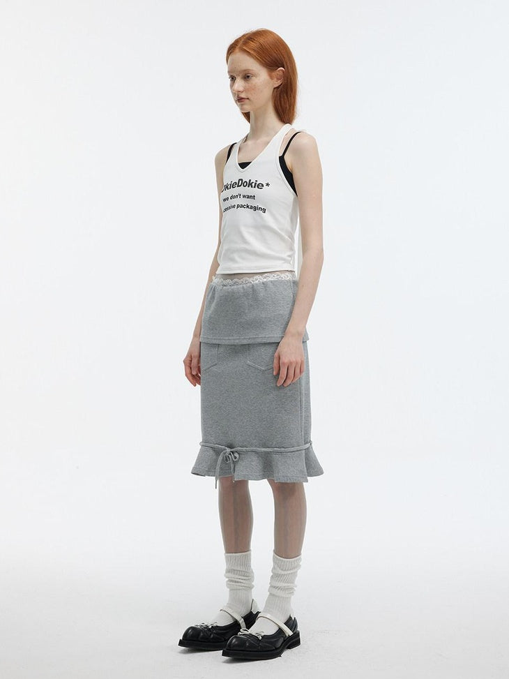 ALINNVSTUDIO Original Cropped Letter Print Spaghetti Strap Women White Grey Camisoles