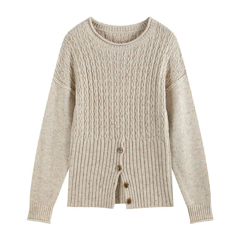 someonesometimes_Acrylic_Blend_Speckled_Beige_Crew_Neck_Pullover_Office_Knitwear_Sweaters_MISSTT